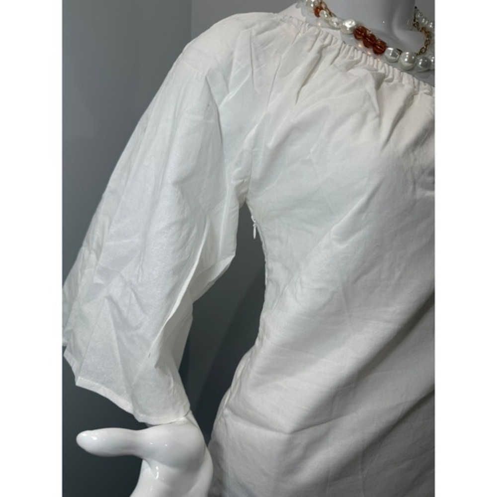 Commense Aegean Cotton Linen One Sleeve Short Dress white size L - Picture 7 of 11